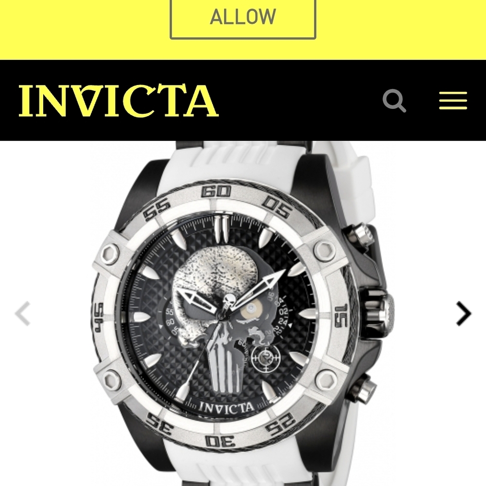 Invicta Black and Silver Skull Watch The Punisher Marvel With Free Dive Case